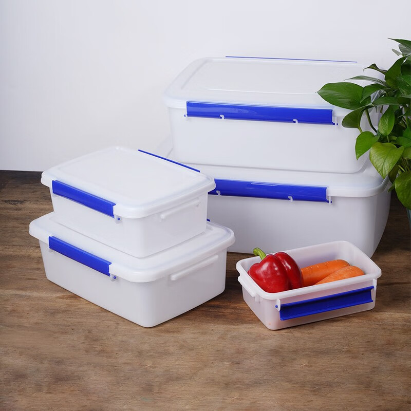 炬意(JY)收纳盒 食品级保鲜盒 厨房冰箱食材冷藏密封储物防潮置物箱带盖 白色款 加高中号15升:39X26X21cm