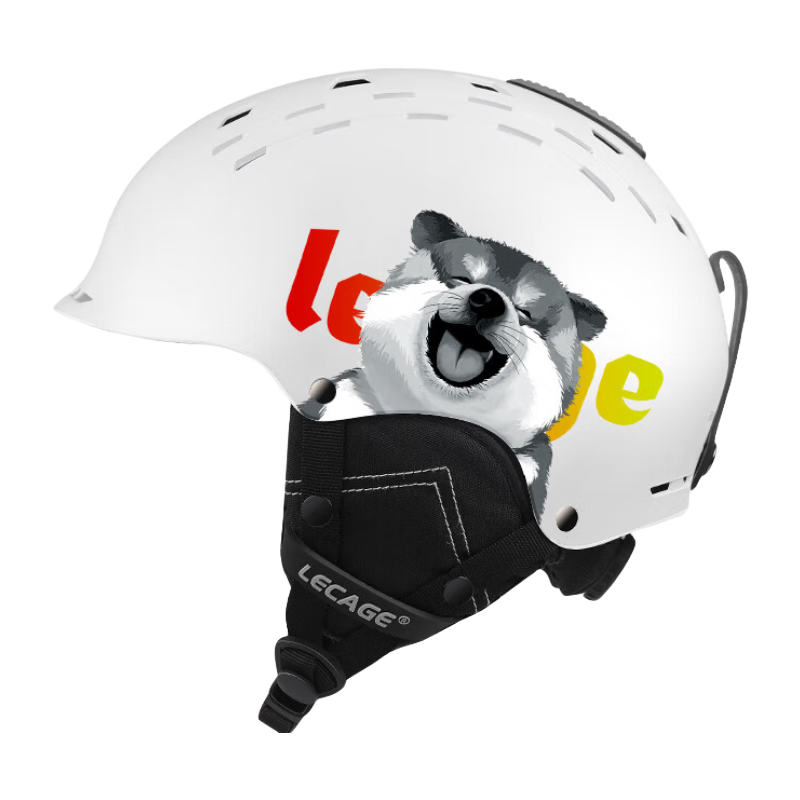 乐凯奇（LECAGE） 滑雪头盔单双板滑雪装备护具男女保暖防撞雪盔滑雪镜套餐 趣味狗 M码(头围55-58cm)