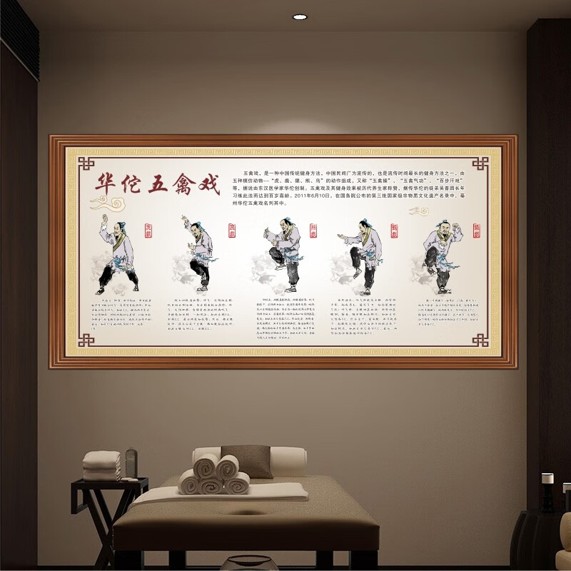 妙普乐少林八段锦挂图 中医养生理疗晨锻炼华佗五禽戏少林气功八段锦