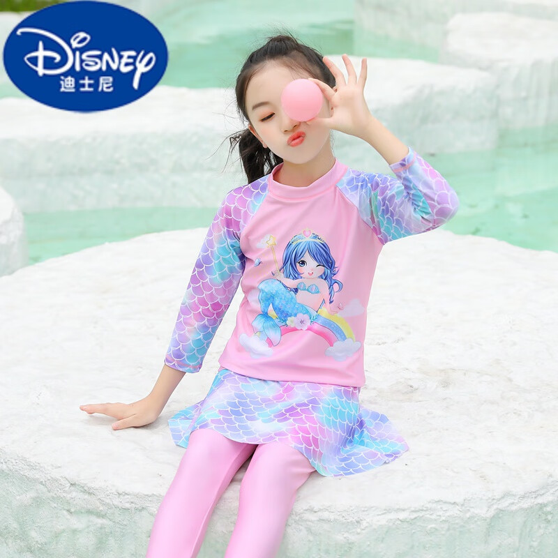 迪士尼(disney)2024儿童泳衣女童分体长·袖长裤卡通可爱女孩防·晒速