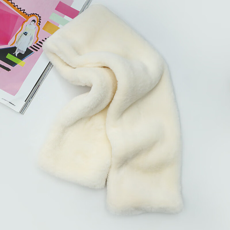上海故事 冬季流行时尚日系可爱仿獭兔毛纯色围脖 奶白