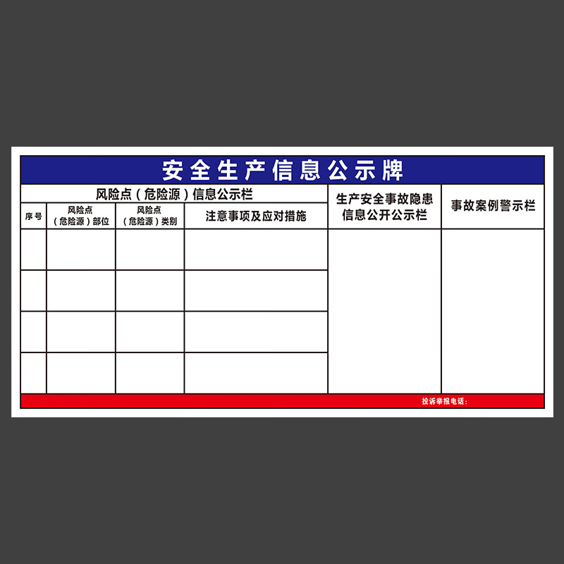 三排生产经营单位工作指引工厂车间应急 安全生产信息公示牌(户外pp)