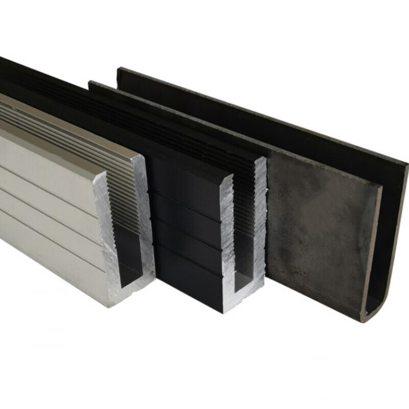 铝合金无框碳钢u型地槽楼梯扶手预埋玻璃钢槽阳台护栏栏杆镀锌槽 65高