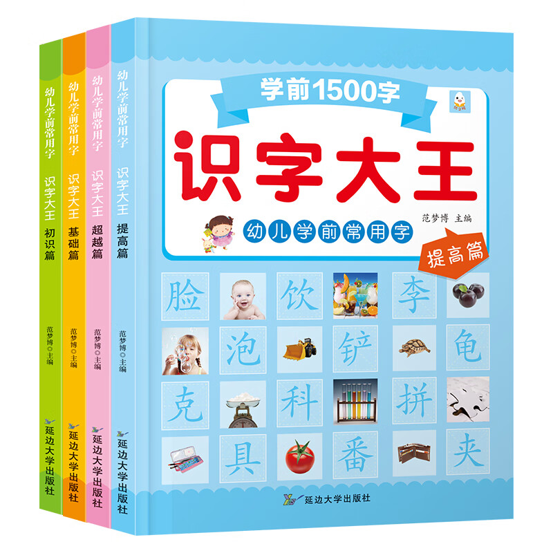 识字大王全套4册 学前1500字3-6岁儿童学前教育幼小衔接整合教材 学龄前儿童早教看图识字卡片书