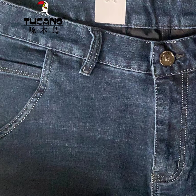 啄木鸟（TUCANO）【秋冬厚款】牛仔裤男宽松直筒长裤新款中青年棉弹水洗牛仔男裤子 SD2211中兰 31 (2尺4腰围)