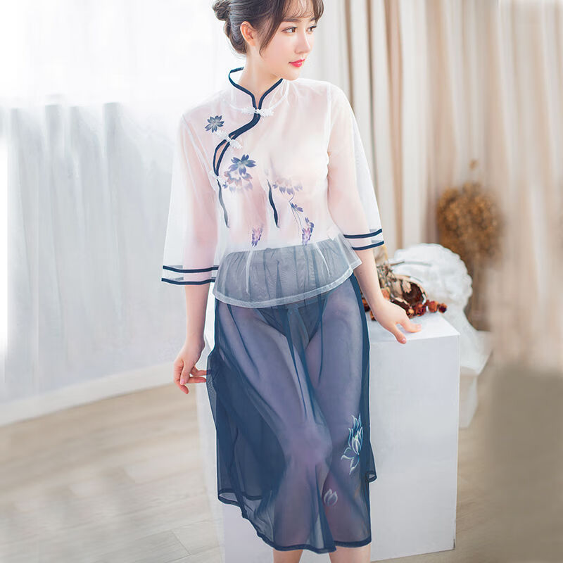 卡维妲新品情趣汉服古装青楼性感复古旗袍透明民国风学姐套装极诱惑