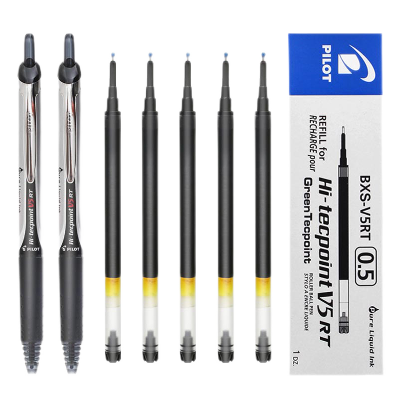 百樂（PILOT） 日本百樂BXRT-V5開拓王按動中性筆V5RT筆芯學(xué)生考試水筆財(cái)務(wù)速干筆0.5 藍(lán)色筆 單支裝