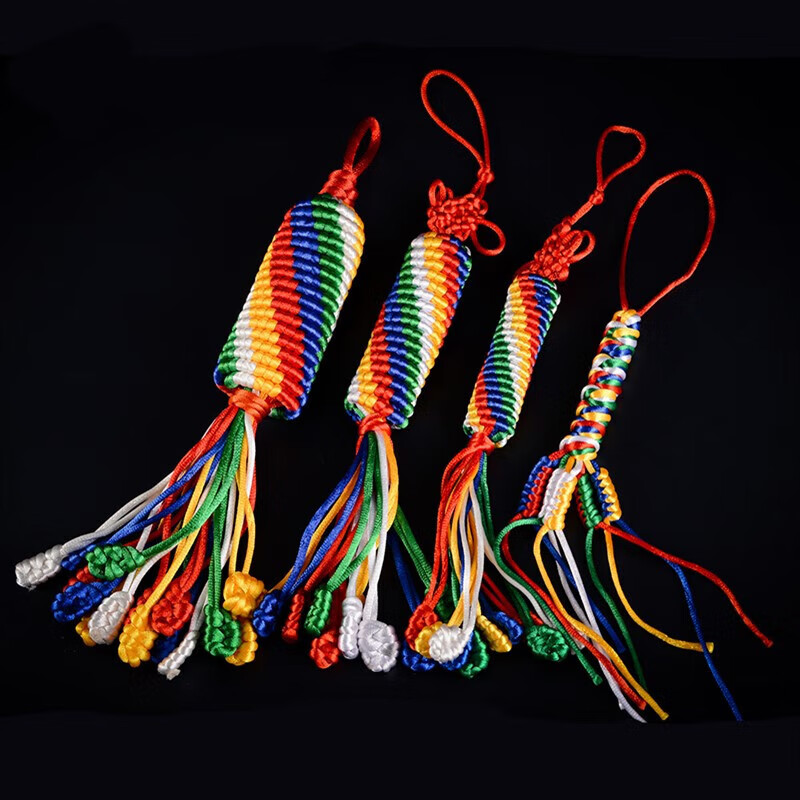 瑾然  手工五色线编织金刚结转经桶 西藏金刚结车挂包挂佩戴配饰 超