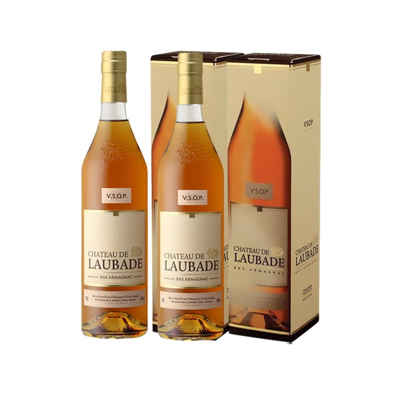 郎巴德laubade雅文邑白兰地vsop下雅文邑产区700ml法国原瓶进口2瓶