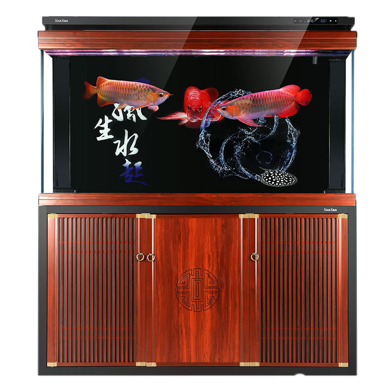 森森（SUNSUN） 魚缸大型龍魚缸超白水族箱底濾免換水客廳玄關隔斷魚缸 升級滴濾 1米長34.5寬隔斷超白缸(雙色可選)