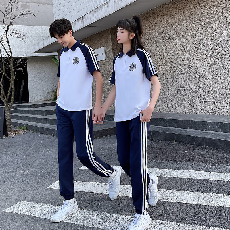 鲁邦爵情侣装夏季套装全身校服学院风韩国初中学生套装韩版情侣装短袖