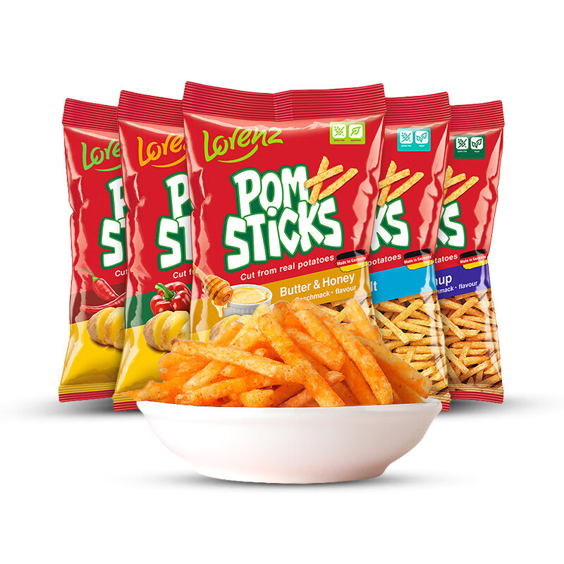 clcey德国原装进口lorenz/细薯条70g 5口味条原切细薯条 劳仑兹原切