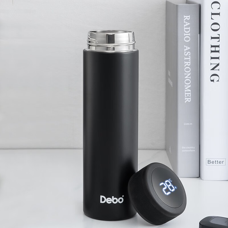 debo德铂保温杯 智能测温304不锈钢水杯子便携车载高档男女泡茶杯