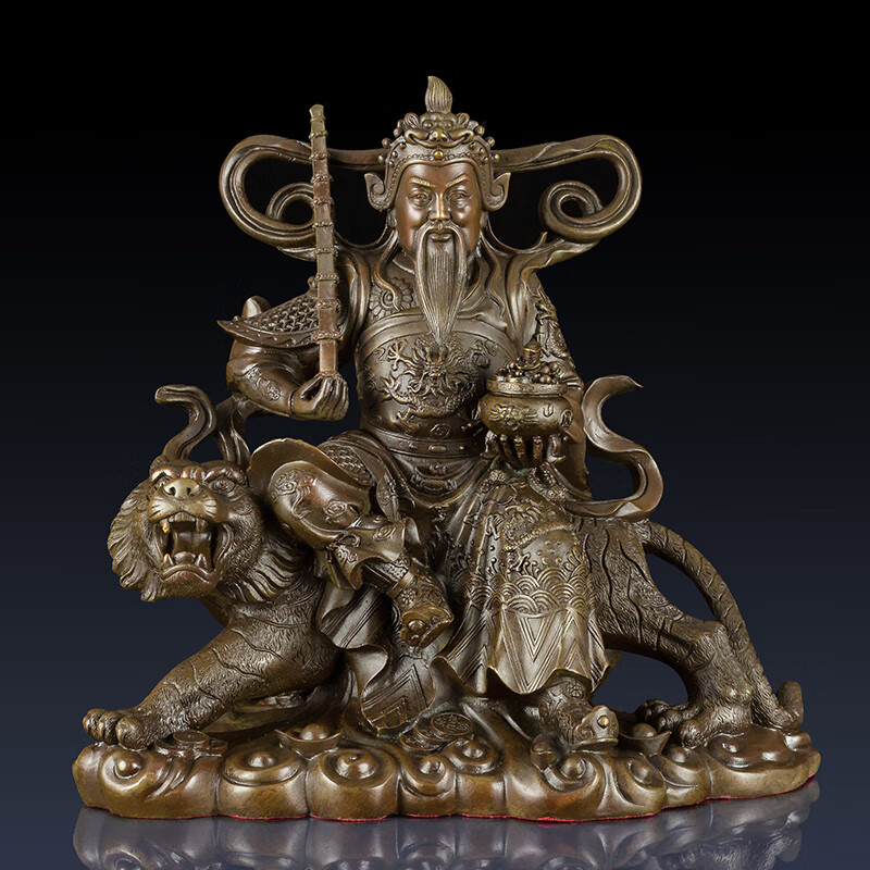 古叶家居纯黄铜武财神摆件彩铜武财神家居饰品武财神赵公明摆件开业