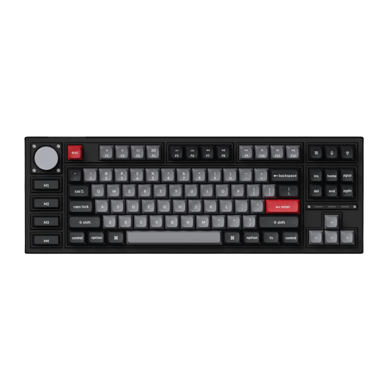 Keychron Q3Pro 91键 蓝牙双模无线机械键盘 黑色旋钮版 阳极黑 茶轴 RGB