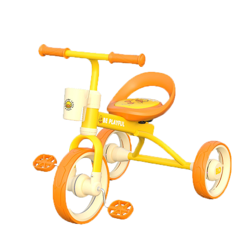 Luddy儿童三轮车：免充气耐磨设计，粉色小黄鸭造型，适合3-6岁孩子