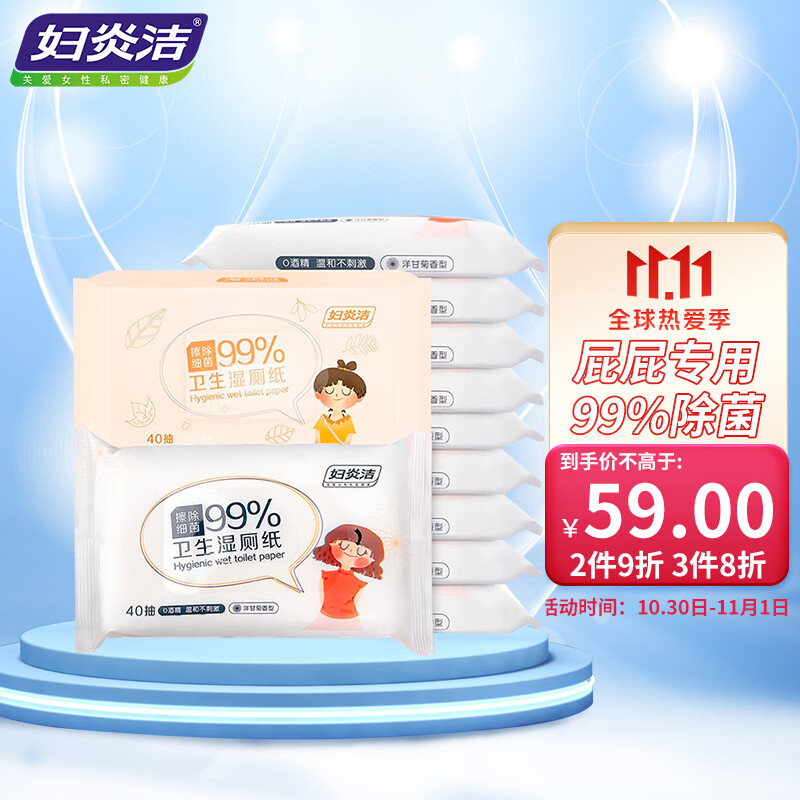 妇炎洁女性香型湿厕纸巾价格走势对比