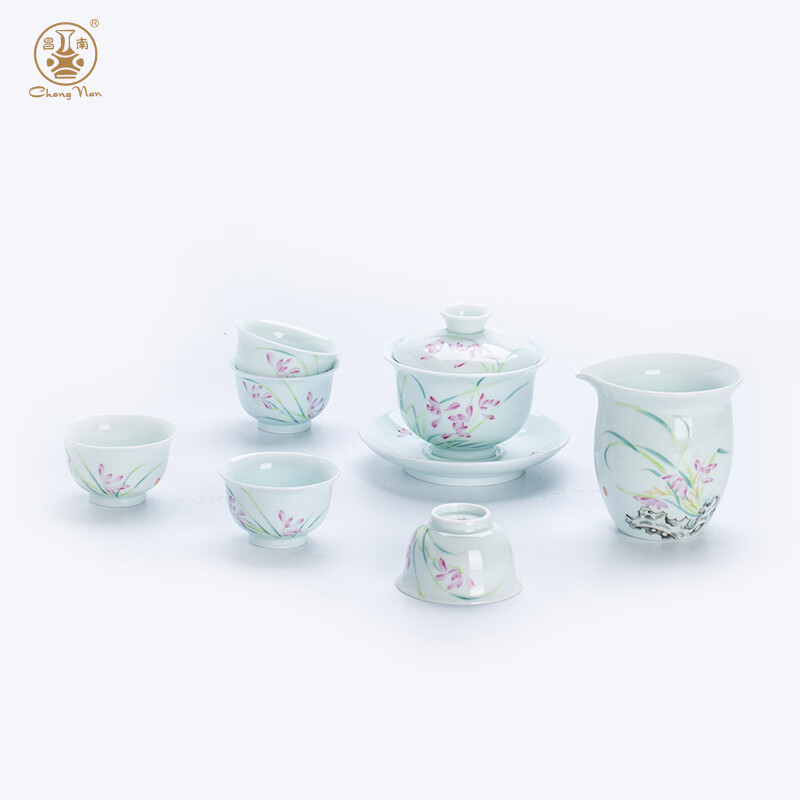 昌南景德镇陶瓷手绘茶具套装功夫茶具家用茶具八件套茶具套组礼盒套装