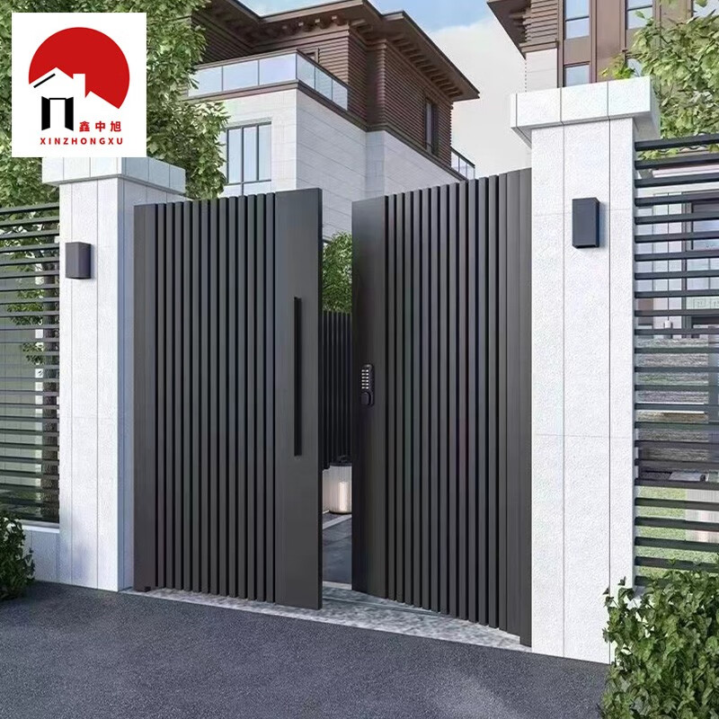 鑫中旭 铝合金别墅庭院大门双开门 铝艺现代简约时尚花园电动推拉门
