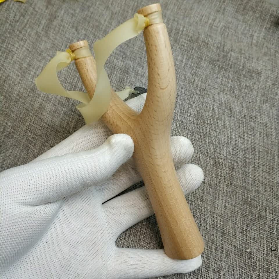 曼迪尚弹弓成人纯手工榉木直把弹弓回折绑实木制作80后童年怀旧传统