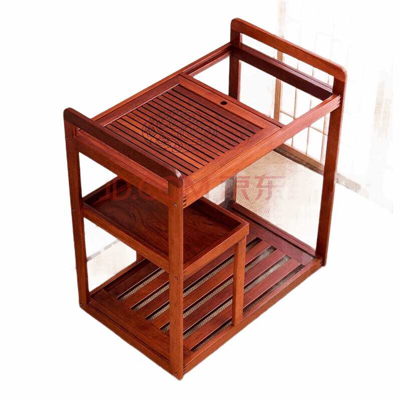 DIYOOCO棋牌室茶车实木可移动家用小茶台茶几茶水架泡茶桌实木实木功夫移动茶台泡茶柜茶具收纳架子 祥云实木单茶车