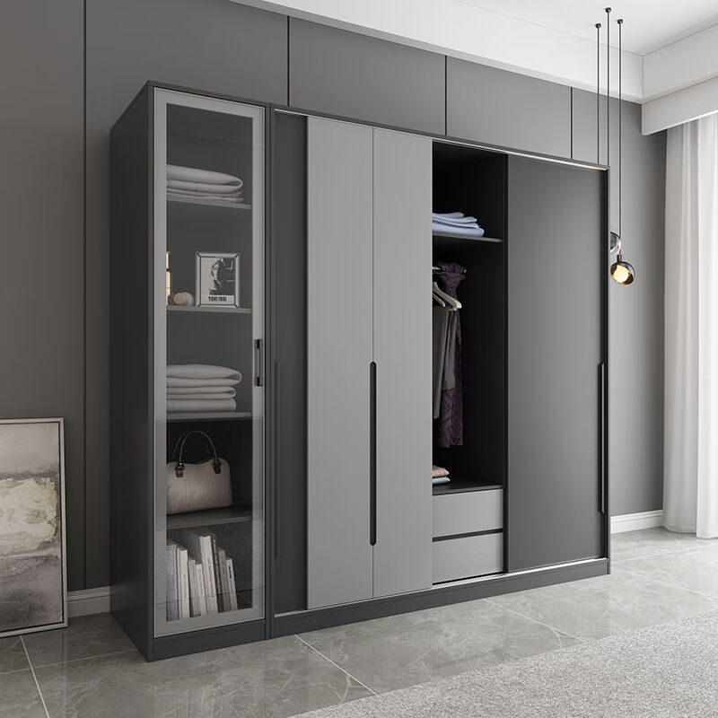 卡罗阁2021新款北欧现代经济型推拉门三门大衣柜卧室简约组装衣橱家用