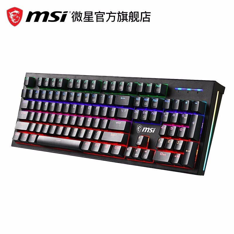 微星（MSI）GK50Z 终结者 有线机械键盘 RGB电竞游戏键盘 104键 办公电脑键盘 吃鸡键盘 GK50Z 黑色【全键无冲 多彩混光】 黑轴