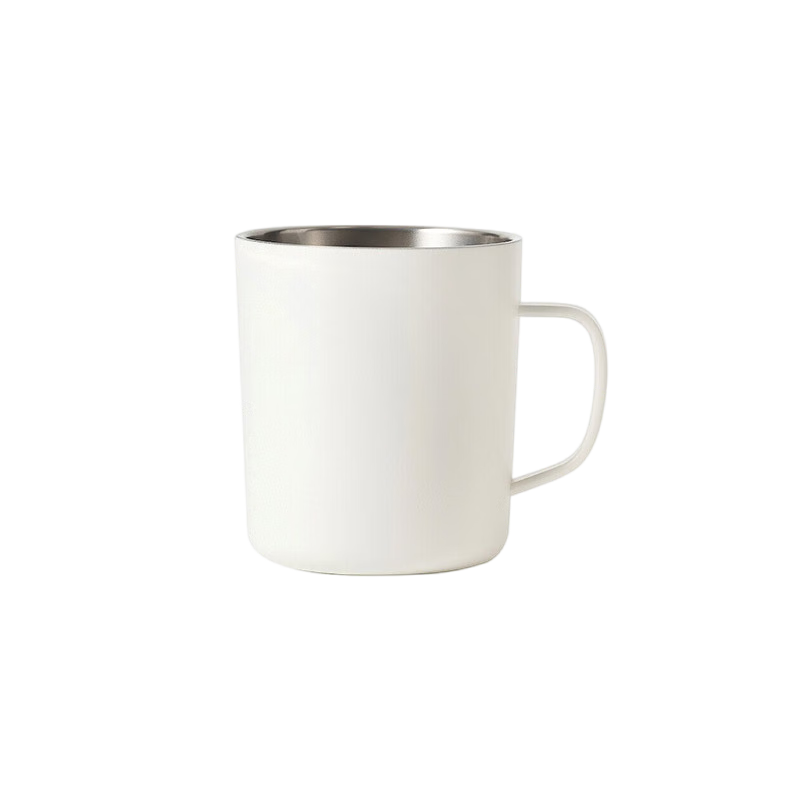 无印良品（MUJI）不锈钢双层马克杯 大容量男女办公学生水杯茶杯咖啡杯 白色 380ml