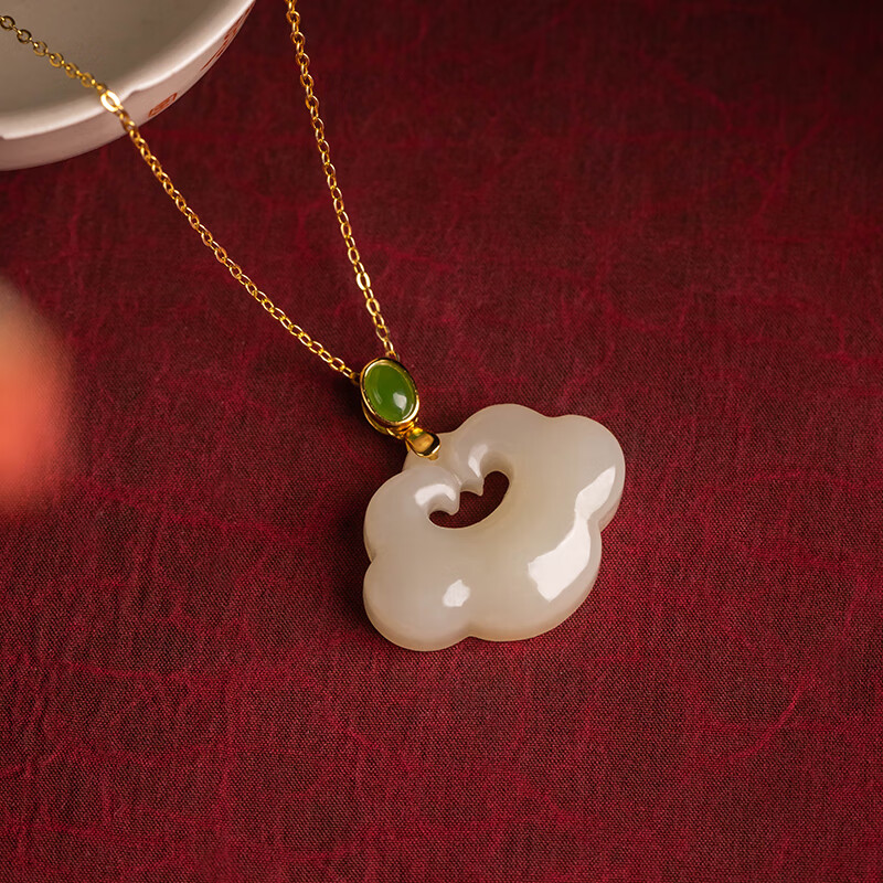 甄祥 玉平安如意锁吊坠男女宝宝儿童玉石玉坠项链白玉玉佩挂件 不刻字
