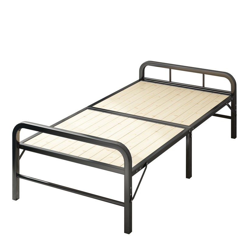 原声原代 硬板床折叠床单人床实木床免安装木板床铁床架松木简易床1.2米0.9m简易床 松木硬板床-宽80CM 两折叠