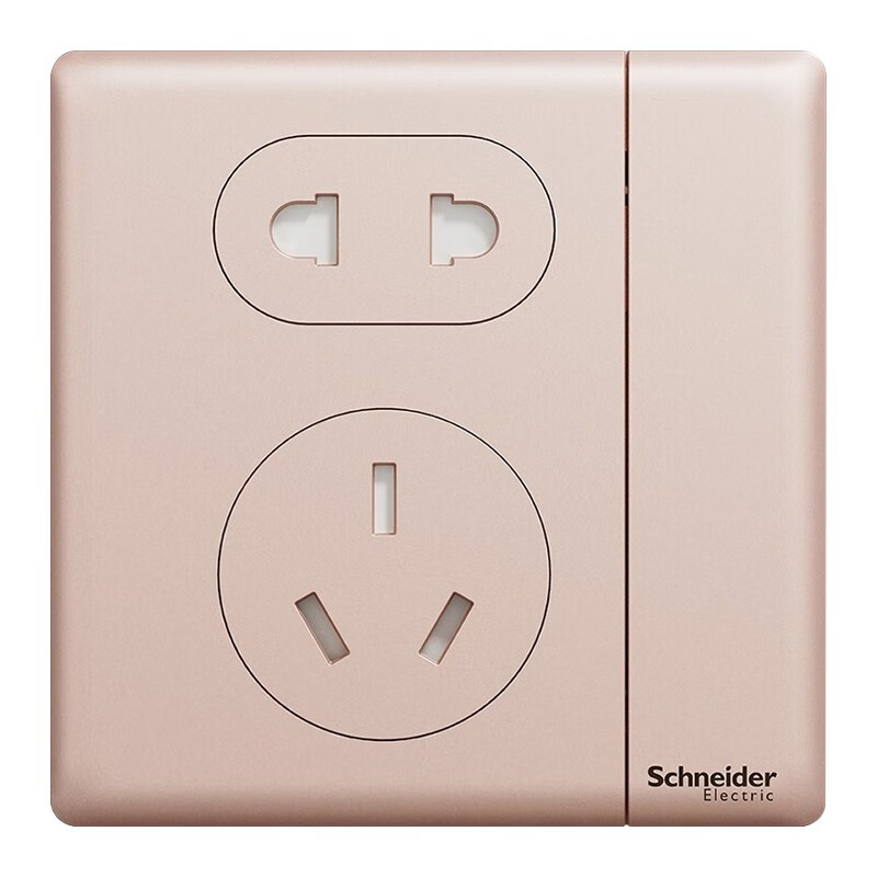 施耐德电气 10a五孔插座带双控开关 一开五孔插座 珍铂金属系列 温莎