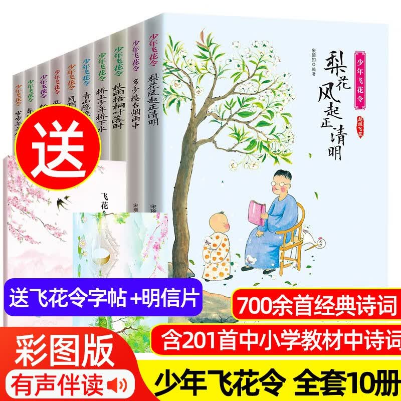 【现货立减】海淀胖爸推荐少年飞花令里读诗词10册+中华中国诗词大会大全四季全套7册 飞花令10册（赠飞花令字帖+明信片