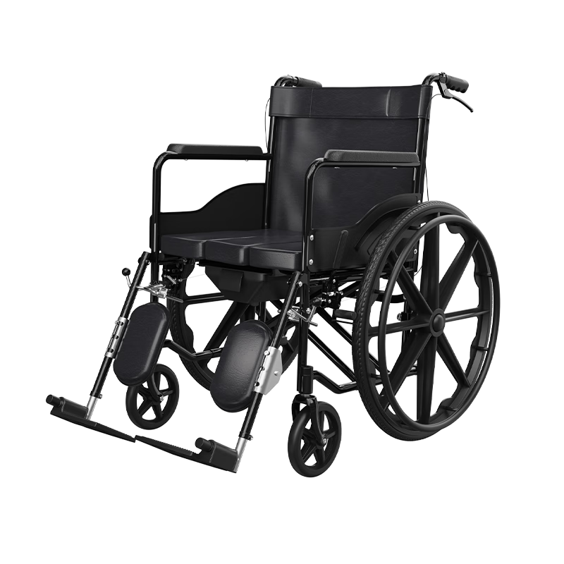 森立 手动轮椅可折叠轻便带坐便器护理轮椅手动手推家用老年人残疾人免充气便携旅行轮椅车 皮革坐便款