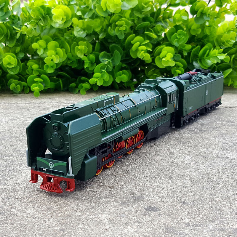 好沐音(haomuyin)火车头复古煤气火车合金车模型绿皮火车模型声光回力