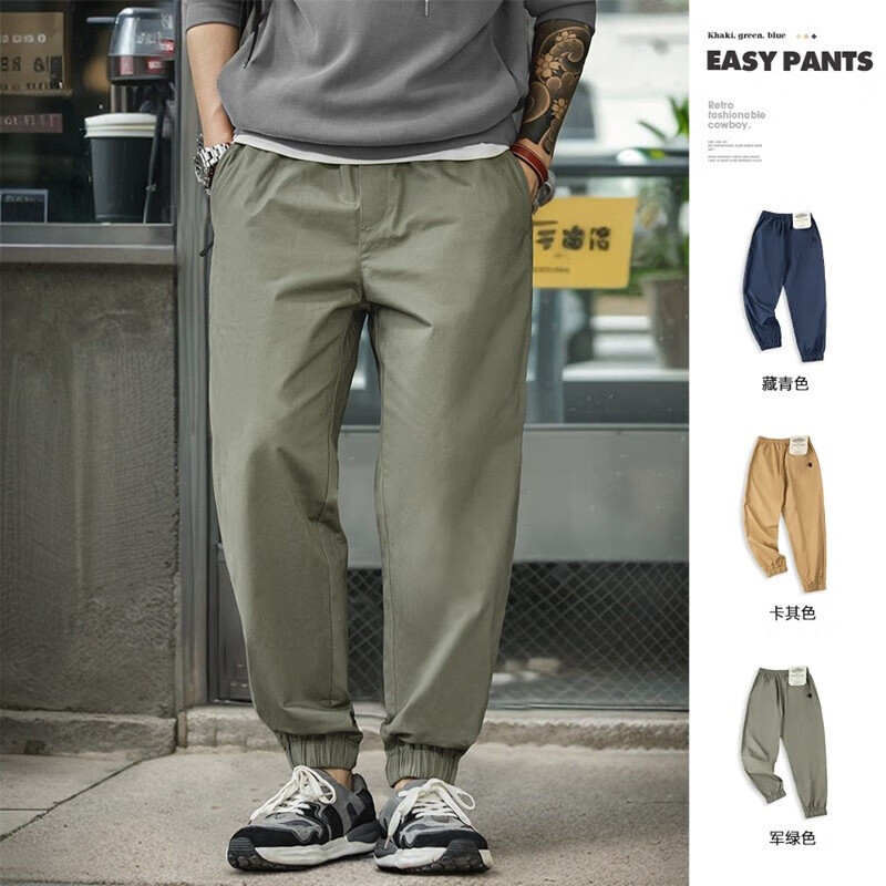 马登工装美式复古Easypants休闲裤束脚宽松直筒裤百搭斜纹长裤子男秋 军绿色 L