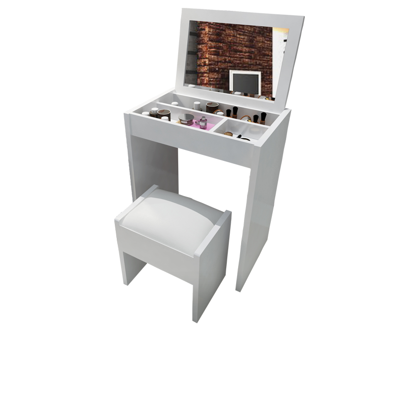 HMJIA 梳妆台 化妆台卧室多功能现代简约轻奢小户型迷你收纳翻盖化妆桌子梳妆台+凳子 S-908W
