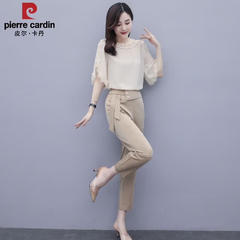 皮尔卡丹(pierre cardin)今年流行女装套装夏装2023年新款洋气显瘦小