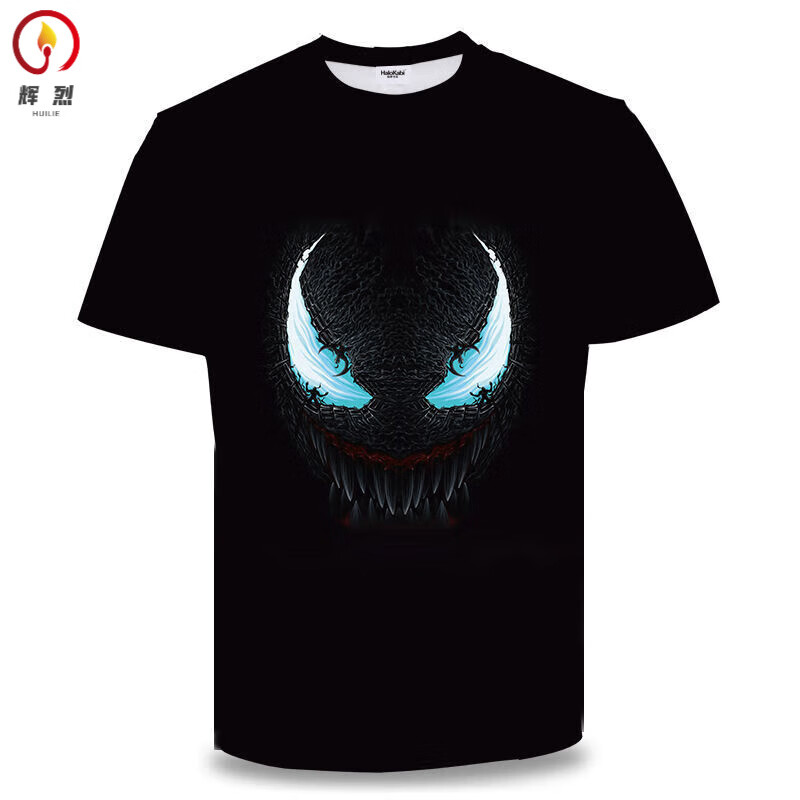 辉烈毒液衣服男t恤短袖春夏装中小学生青少年潮体恤衫 d毒液系列1图