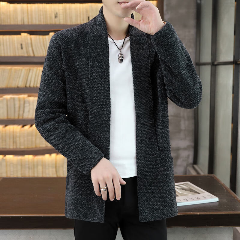 40岁2022秋冬新款男士毛衣中长款针织开衫韩版线帅气青年潮流风衣外套
