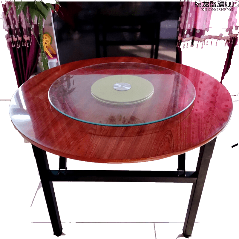 禧龙盛 餐桌圆桌面板圆桌子家用酒店圆形折叠桌架实木饭店大圆桌面10人圆台面 1.8米红琉璃桌面+桌架+1.2米转盘