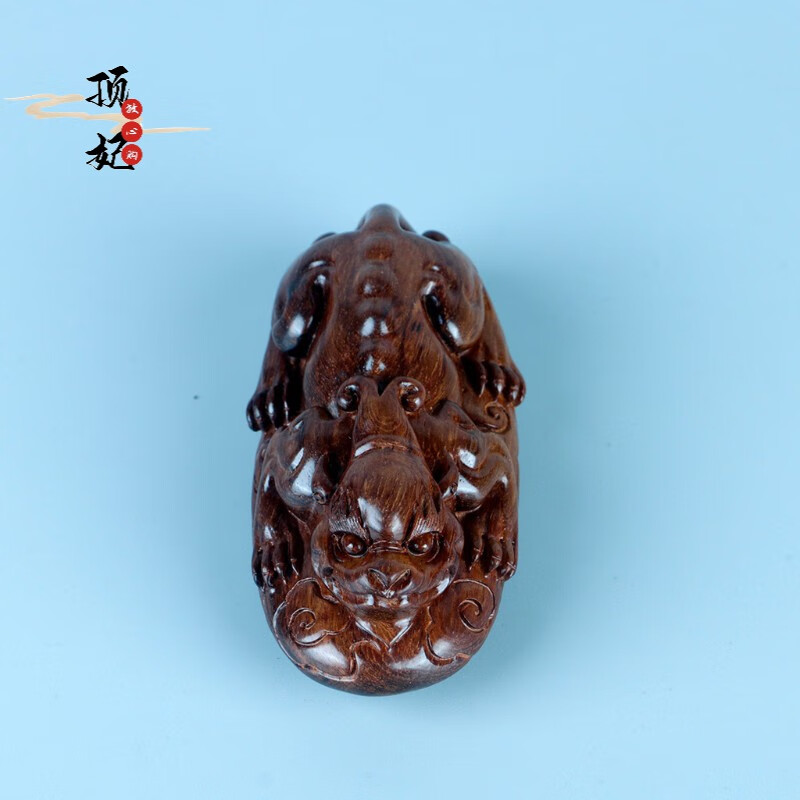 木湘工手工雕刻貔貅 木雕瑞兽仿古文玩手把件 百佳款海黄老料貔貅一
