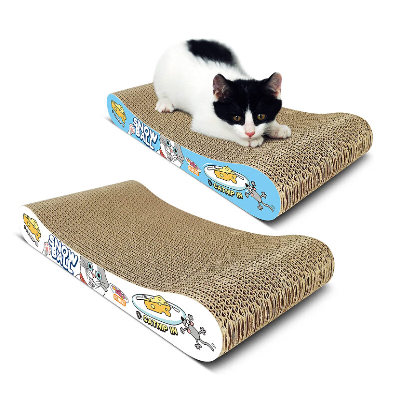 田田猫高密度耐抓耐磨瓦楞纸猫抓板猫咪玩具猫用品猫玩具猫薄荷套装2个装