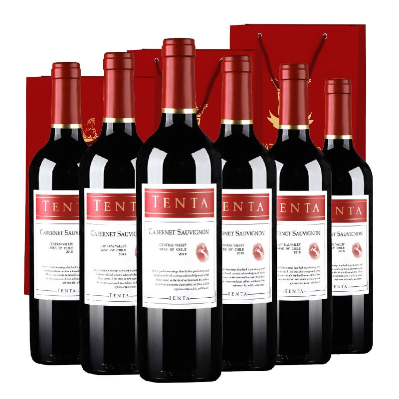 智利Central Valley产区原瓶原装进口天帕卡本妮苏维翁新世界干红葡萄酒整箱750ml*6瓶