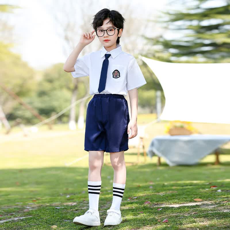 六一儿童节班服整套幼儿园园服夏装时唱服儿童校服 藏青色男款jk套装