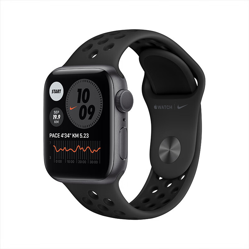 Apple Watch Series 6智能手表 Nike GPS款 40毫米 深空灰色铝金属表壳 煤黑配黑色运动表带 M00X3CH/A