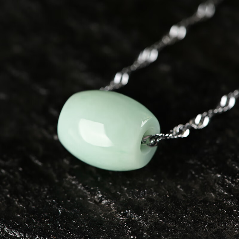 靳钰晨 翡翠a货平安扣吊坠圆珠玉坠锁骨链女士款翡翠莲花珠颈饰项链