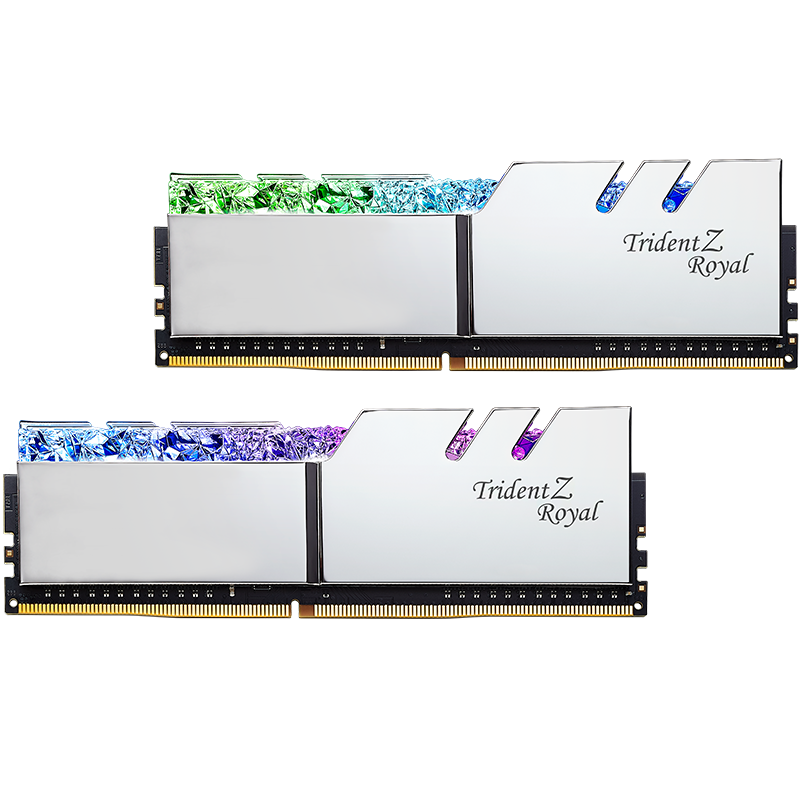 G.SKILL 芝奇 Trident Z Royal皇家戟系列 DDR4 3600MHz RGB 台式机内存 灯条 花耀银 64GB  32GBx2 F4-3600C18D-64GTRS