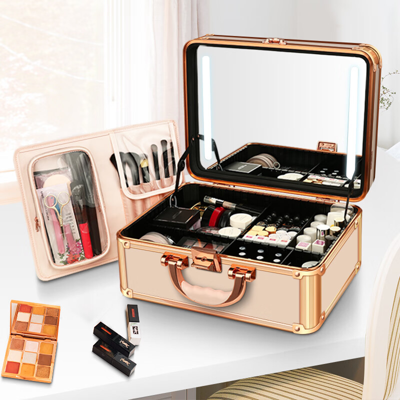 俊葳(chance way)新款大容量便携家用化妆包手提专业化妆箱多功能带锁