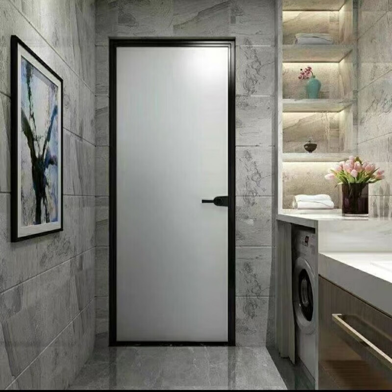 定制浴室门灰油砂卫生间玻璃门长虹玻璃平开门轻奢极窄 (单包)16极窄