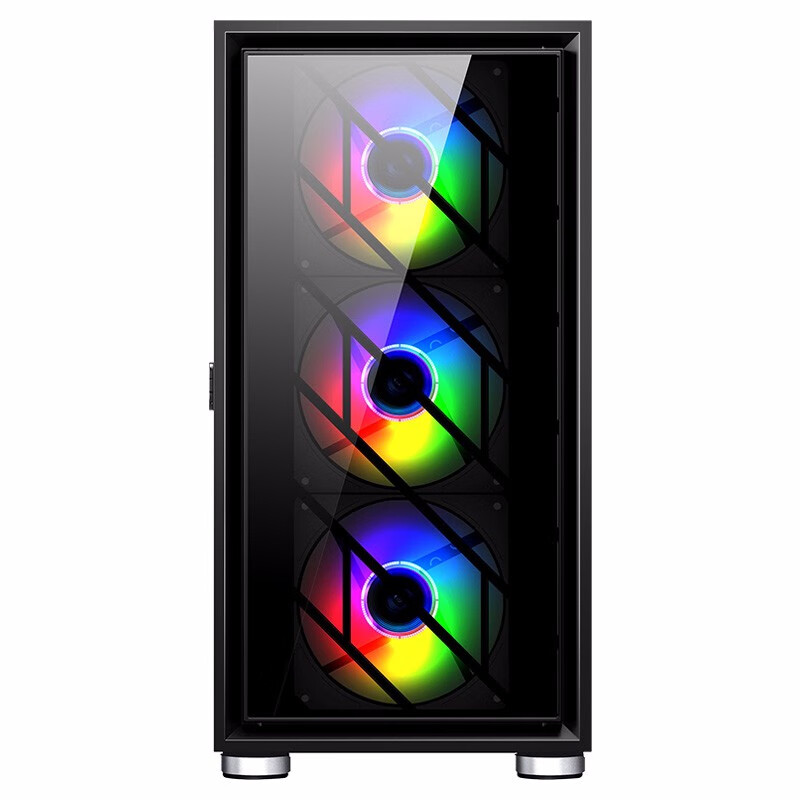 先马（SAMA）朱雀 游戏电脑主机箱 双面钢化玻璃/宽体五金结构/支持ATX主板、240水冷/标配3把14cm炫彩大风扇